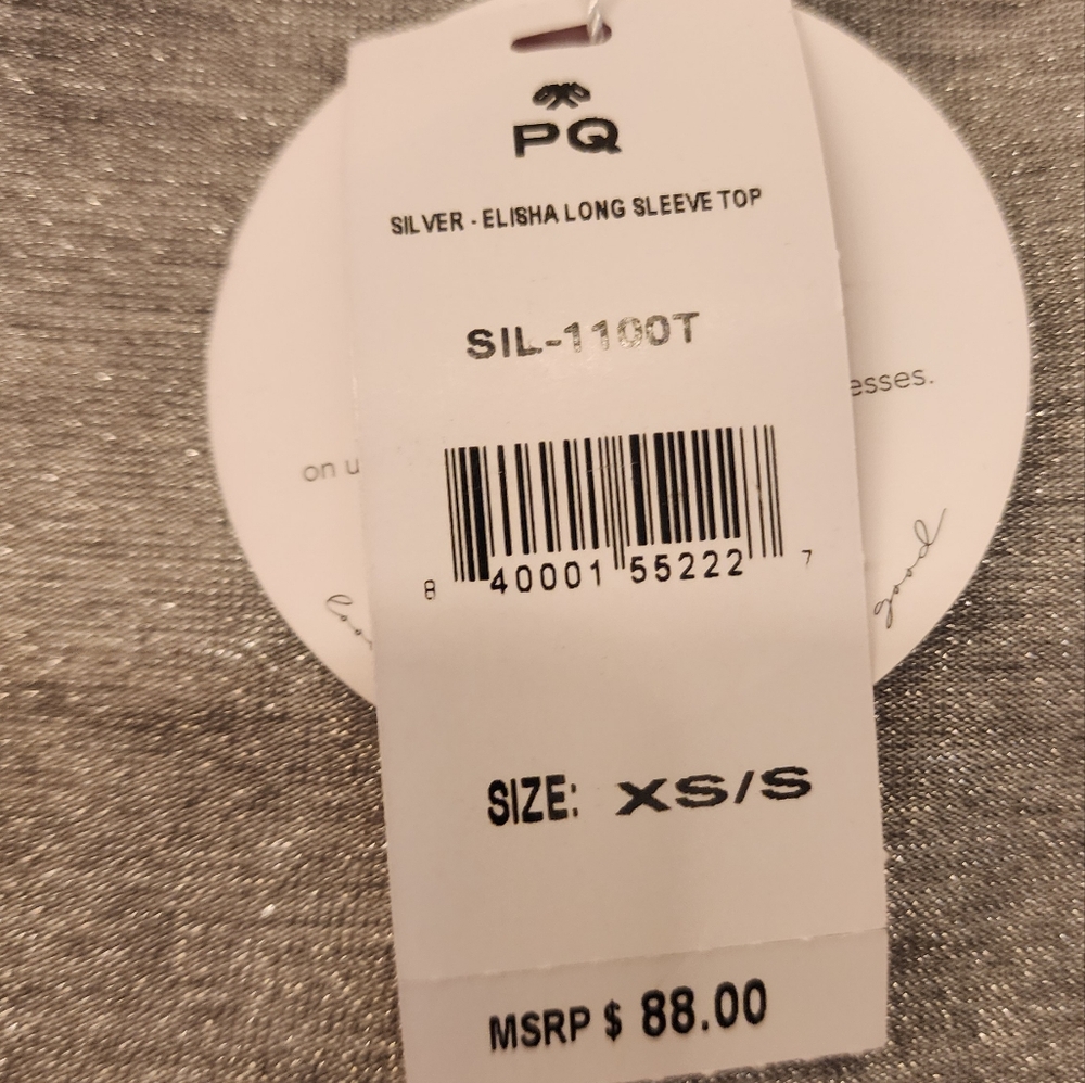 PQ X Herbert Twins Elisha Long sleeve top in silver size XS/S - Picture 12 of 12